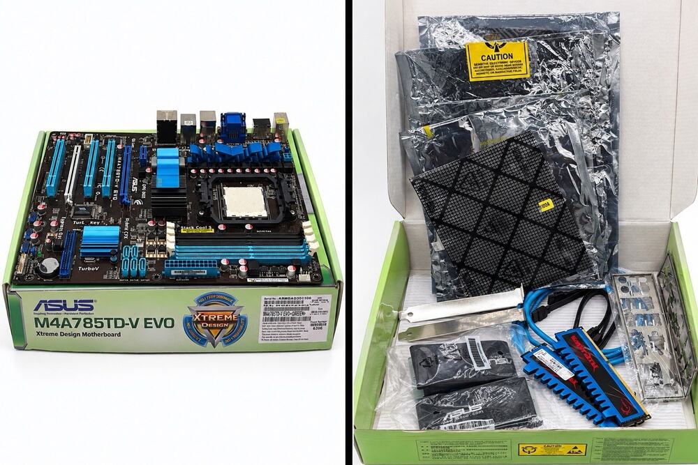 ASUS M4A785TD-V EVO AM3 Motherboard 8GB G.SKILL DDR3 Box Accessories Untested